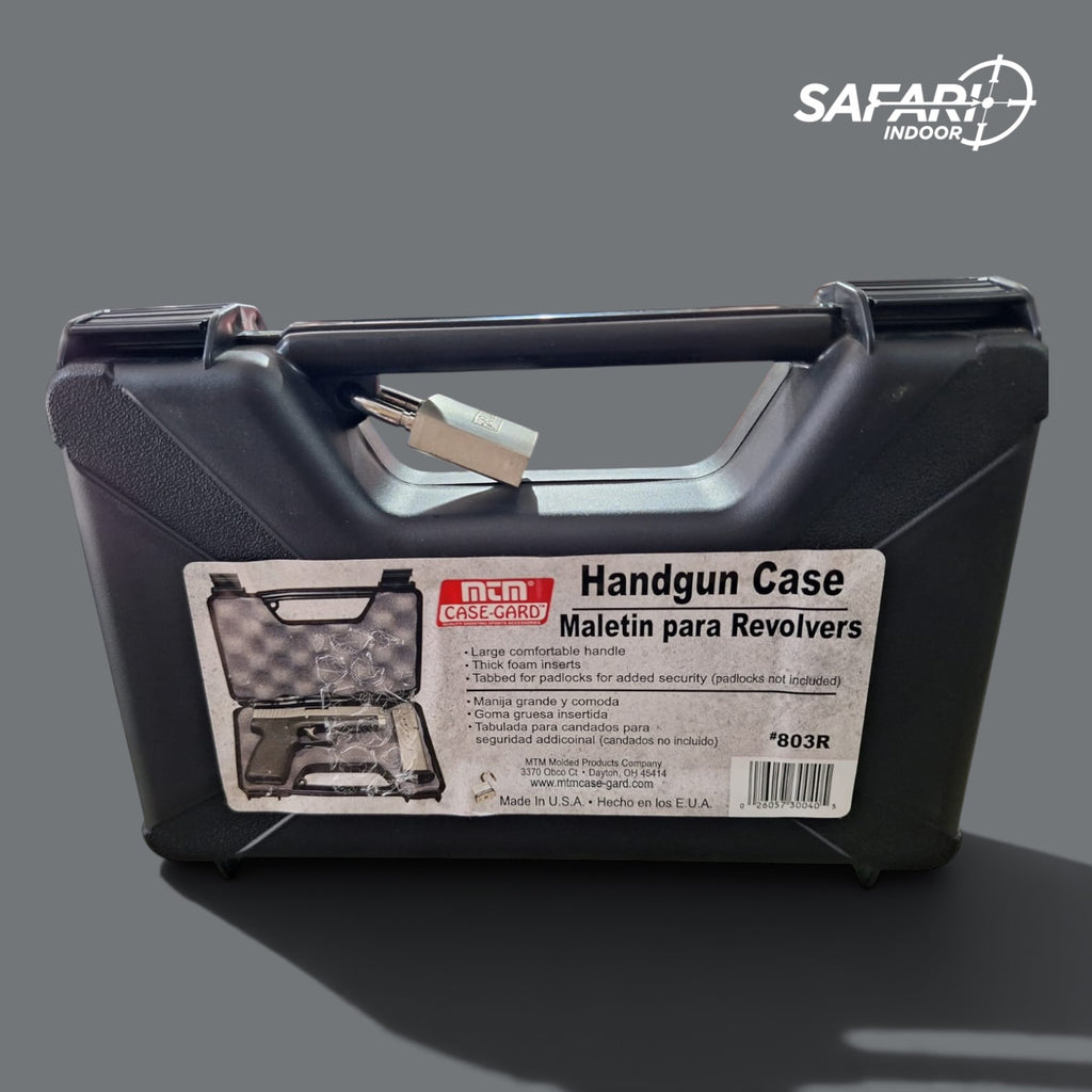 ESTUCHE RIGIDO MTM PARA UNA PISTOLA / CON PORTA CANDADO / ESPUMA PROTECTORA