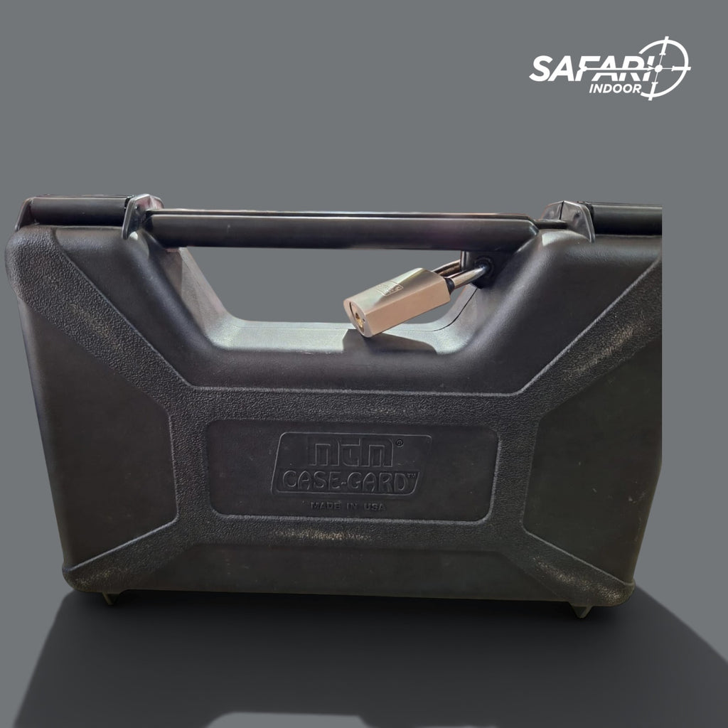 ESTUCHE RIGIDO MTM PARA UNA PISTOLA / CON PORTA CANDADO / ESPUMA PROTECTORA