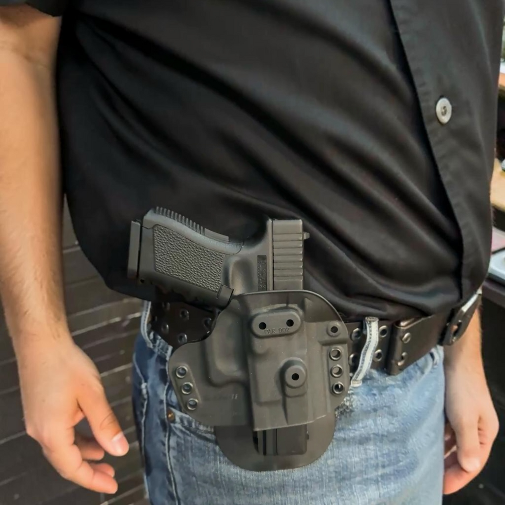 FUNDA HOLSTER UNIVERSAL PARA PISTOLA / FRAME MEDIANO Y LARGO / AMBIDIESTRA / INTERNA Y EXTERNA.