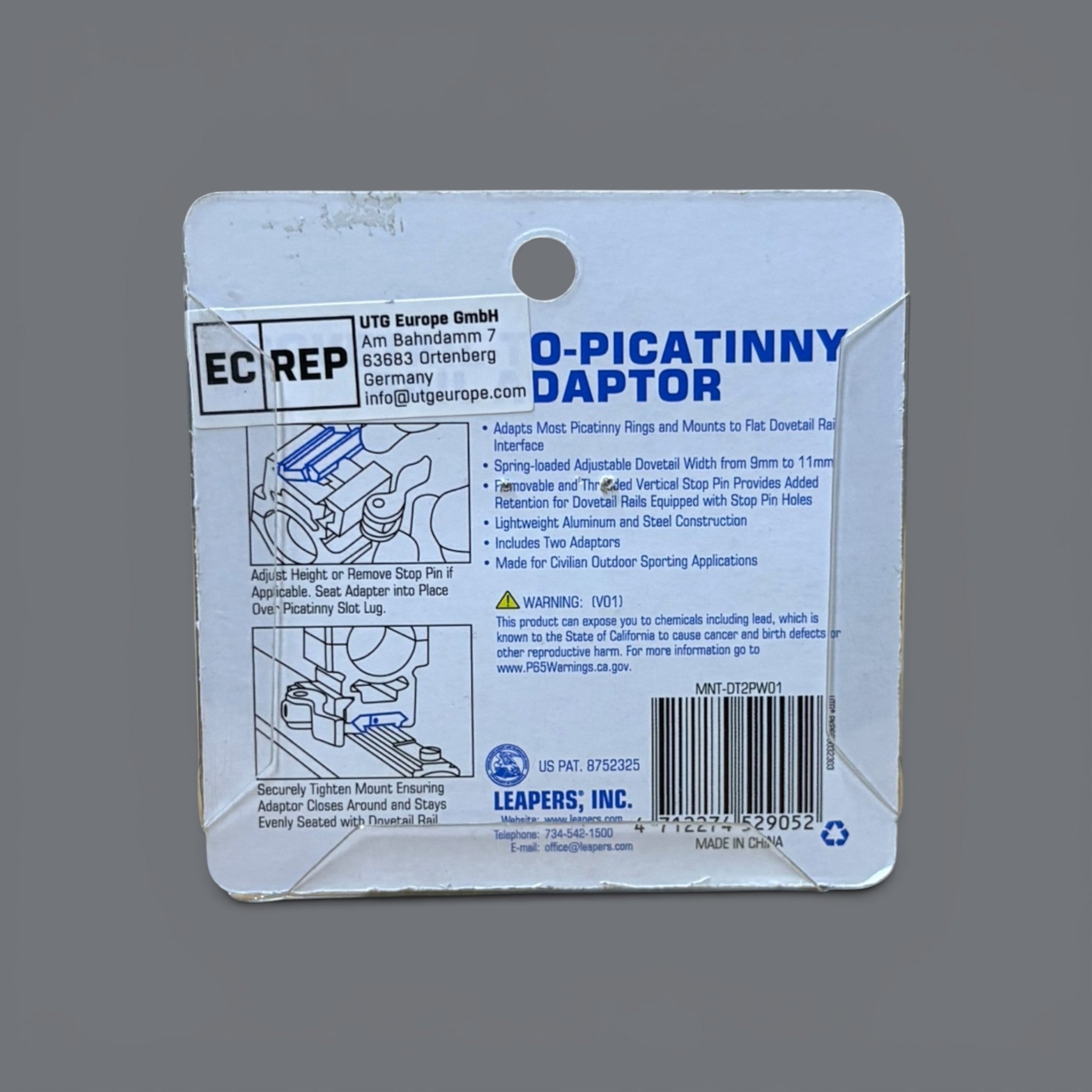 Utg Adaptadores De Riel A Picatinny 2 Pzas, Mnt-dt2pw01