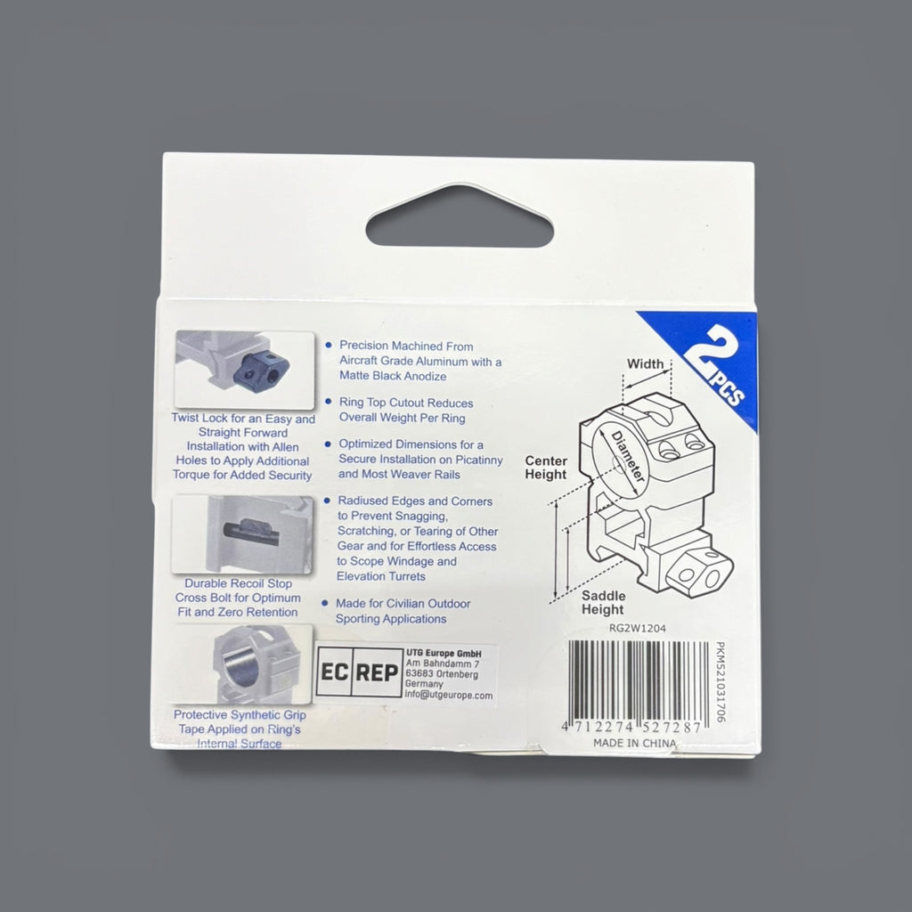 Anilletas Utg, 22mm, 1 Perfil Alto, Picatinny, Rg2w1204